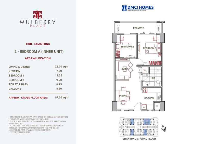 Mulberry Place 2-Bedroom floor plan