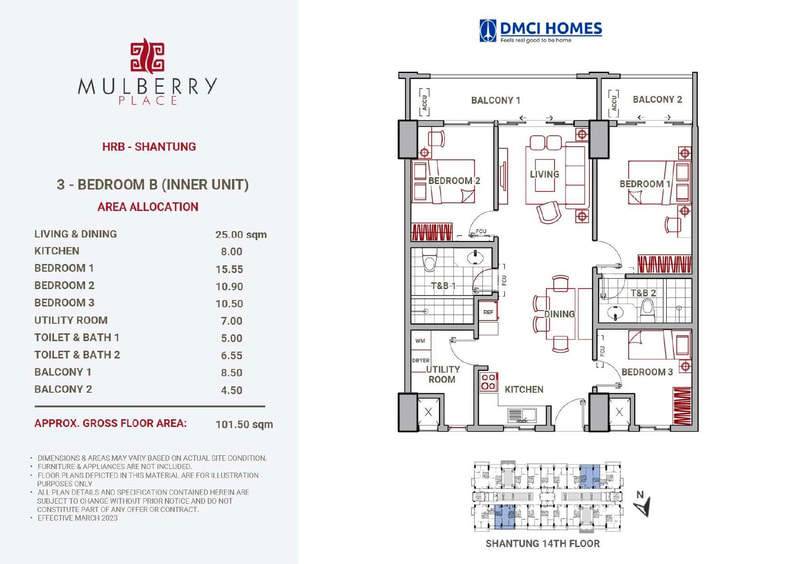 Mulberry Place 3-Bedroom floor plan