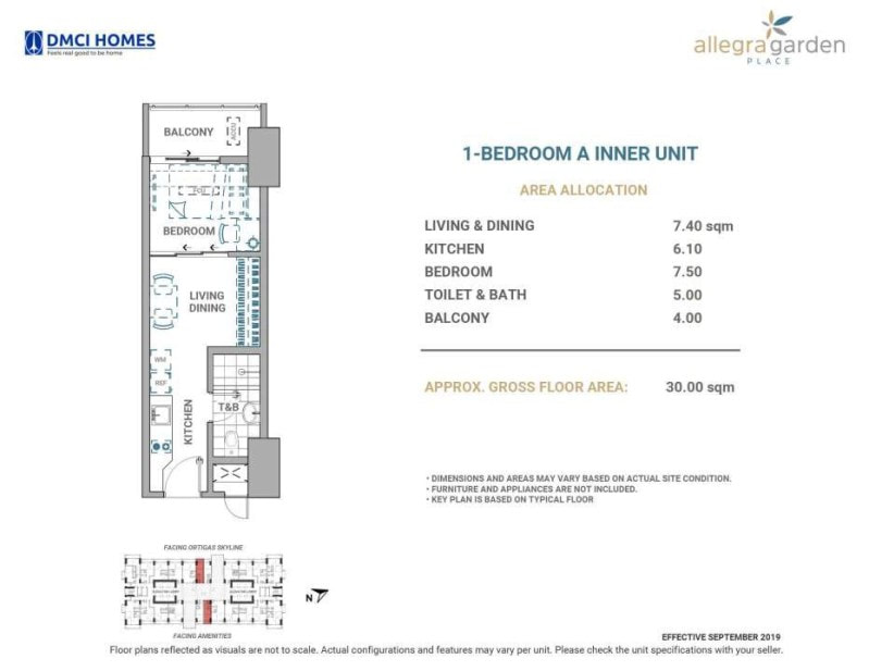 Allegra Garden Place 1-Bedroom floor plan