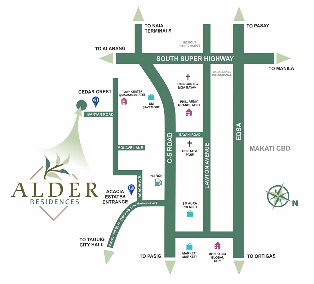 Alder Residences location map — Acacia Estates, Taguig City