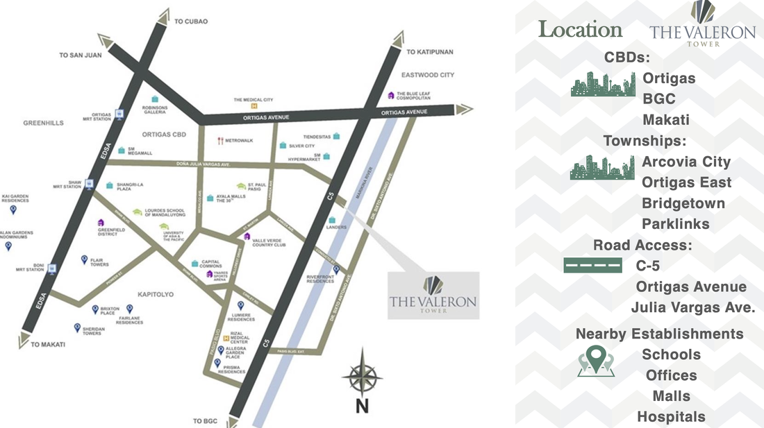The Valeron Tower vicinity map — C-5 Pasig City, Metro Manila