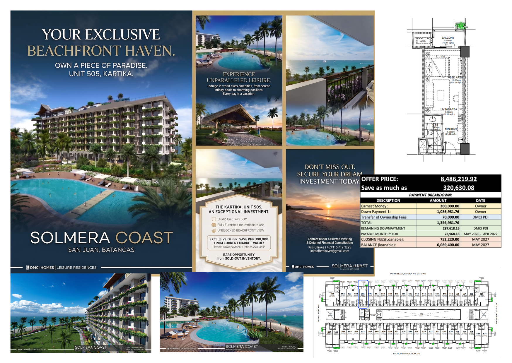 Solmera Coast Kartika Unit 505 beach-facing studio resale San Juan Batangas